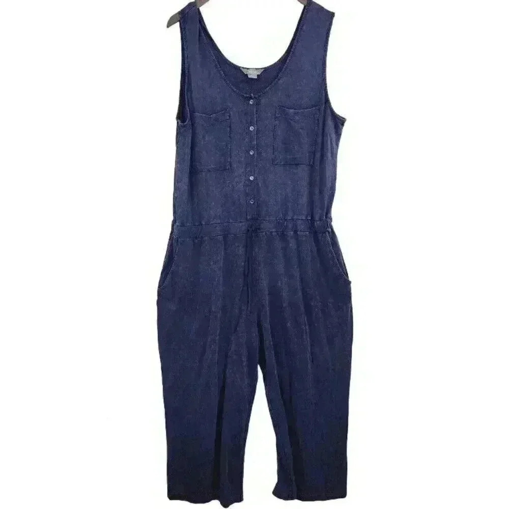 Natural Reflections Women's Jumpsuit Sleeveless Tie dye Size XXL Navy